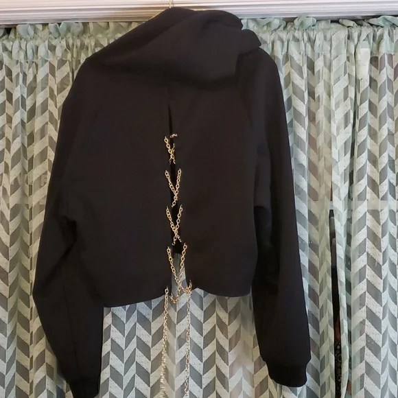 5/$25 - SHEIN BLACK chain back hoodie - sz. L - Picture 2 of 12
